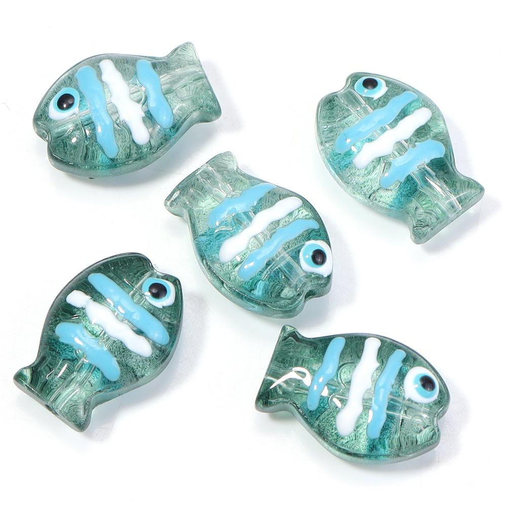 5pcs/lot Colorful Hand-painted Lampwork Beads Cute Cartoon Ocean Fish Loose Glass Bead For DIY Fashion Bracelet Earrings Jewelry