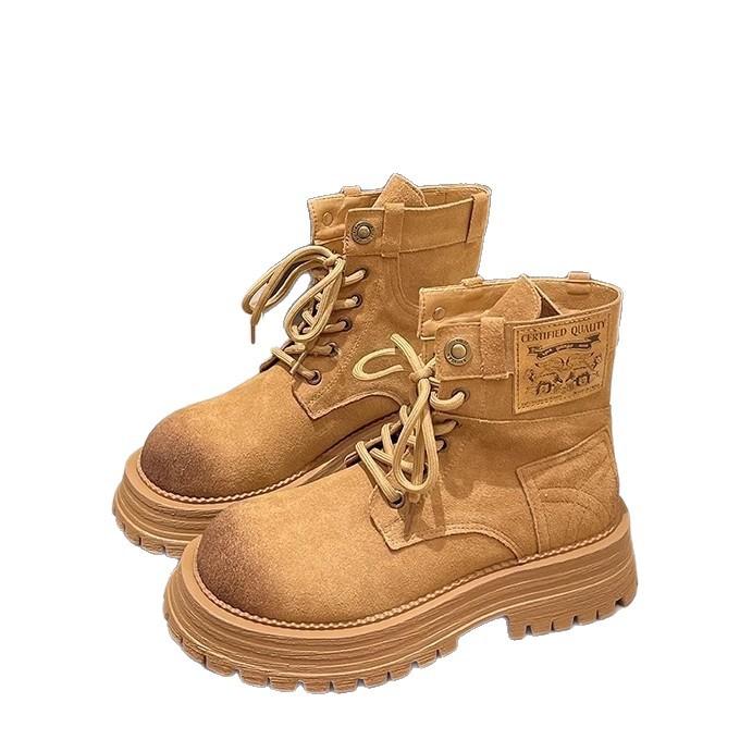 Martin boots short boots women's 2025 autumn and winter new thick-soled heightening non-slip boots matte British rhubarb tooling