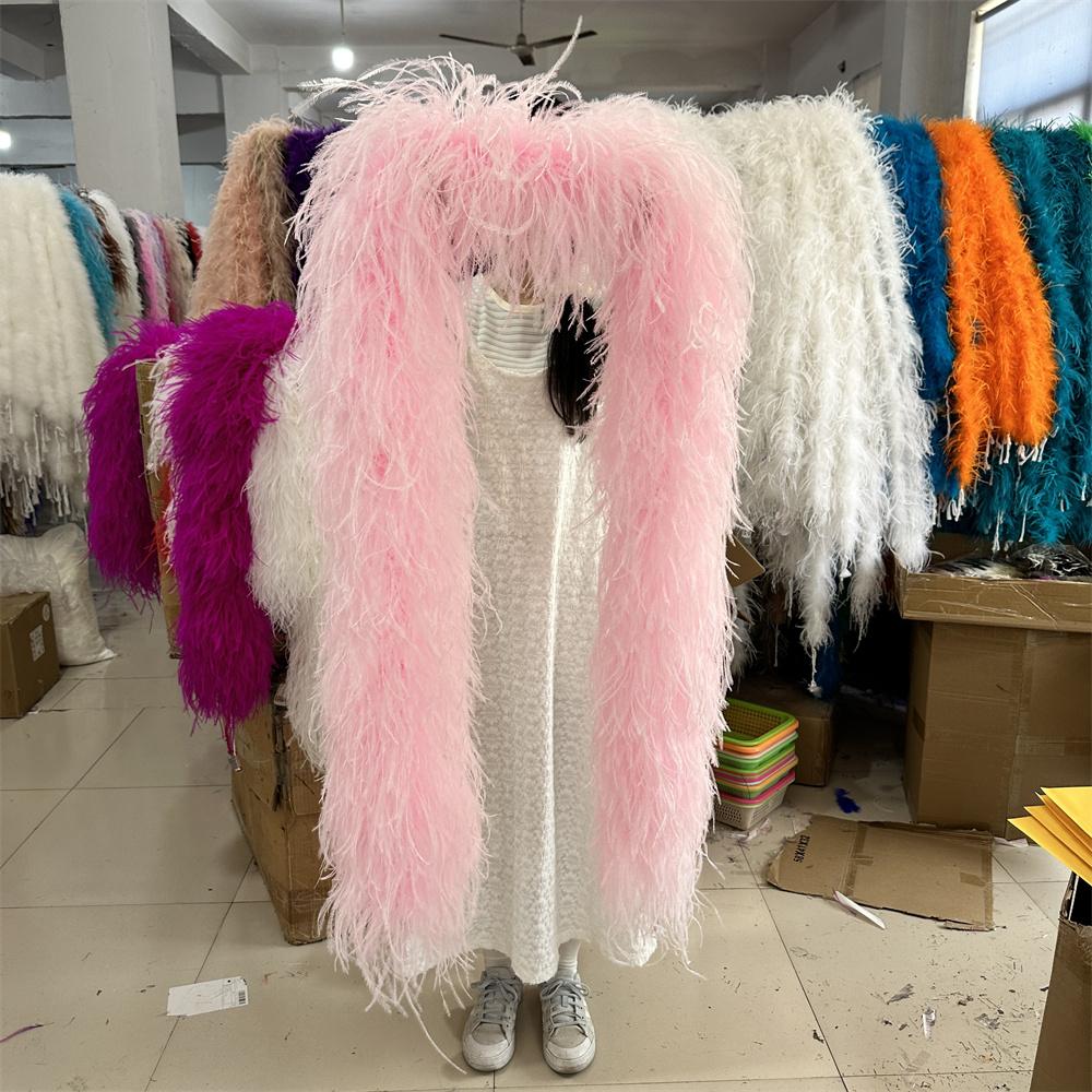 DIY 6PLY Natural Ostrich Feather Boa for Sewing Costume Embroidery 0.5/1/2/3/4M Length Wedding Carnival Dress Decoration Craft