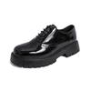 Nuove scarpe in pelle con plateau rialzanti, testa larga, vernice lucida, scarpe casual con tacco alto, parrucchiere