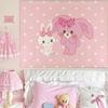 Adorable Sanrio Family Pink Heart Print Tapestry Bedroom Decoration Celebration Background Design Kawaii Anime Home Decoration