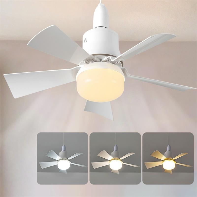 Socket Fan Light with Remote, Small Ceiling Fans with Lights, 3 Color Dimmable LED Light Bulb Fan,Screw-in E26/E27 Base for Room