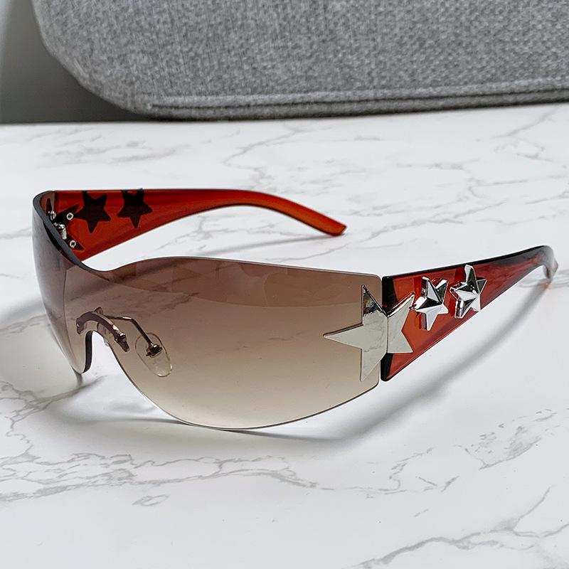 

Large Frameless Five-Point Star Y2K Sunglasses for Outdoor Cycling