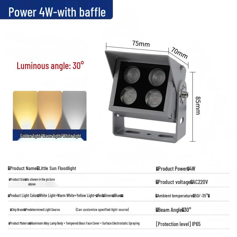 LED Floodlight Outdoor Waterproof Spotlight for Wall, Pillar, or Tree