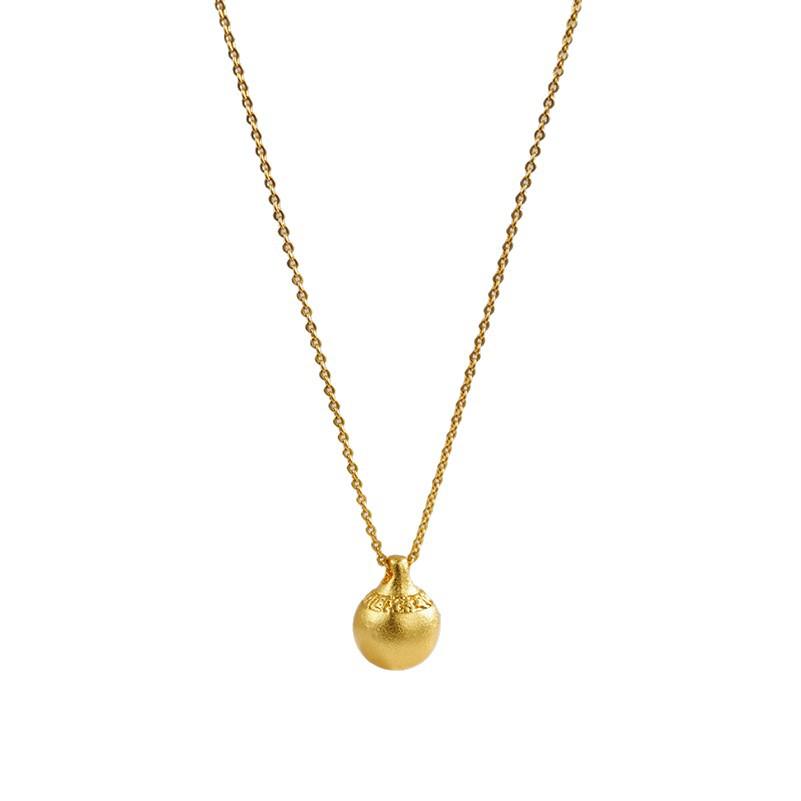 Gold-Plated Round Ball Pendant Necklace: Modern Elegance with Ancient Style