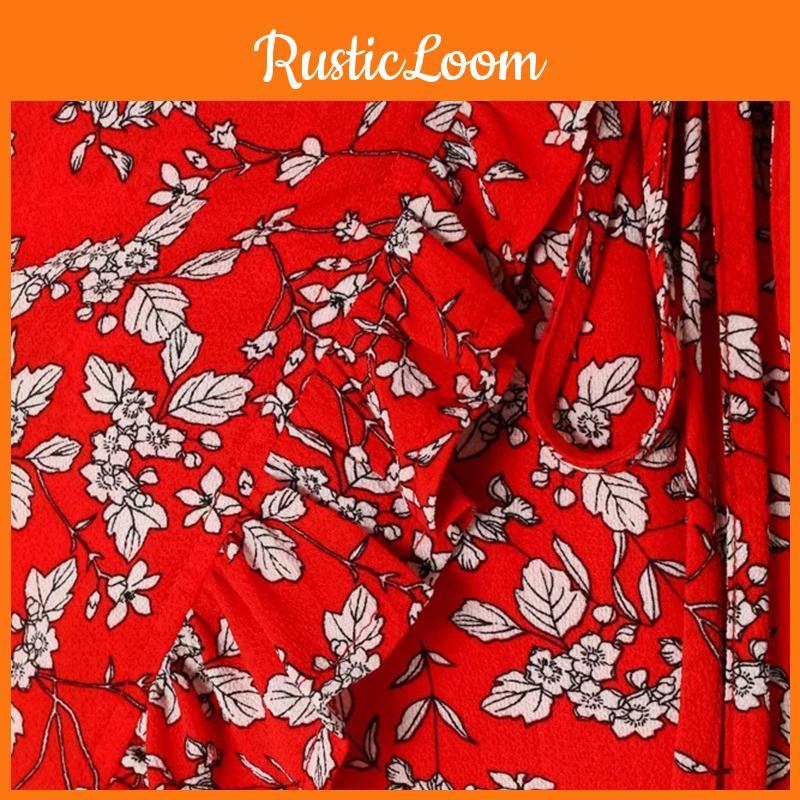 Premium Women Short Sleeve Wrap Boho Floral Mini Dress For Effortless Summer Style