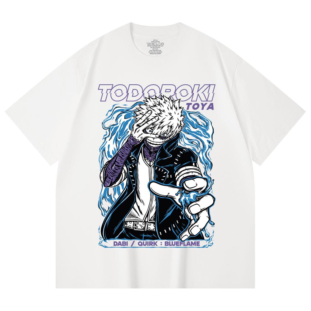 230 g/m² 100% Baumwolle My Hero Academia V11 Dabi Druck Unisex Schweres Baumwoll-T-Shirt