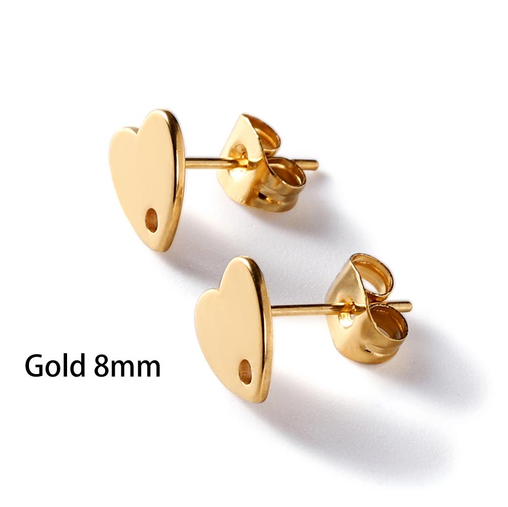 10Pcs Gold Color Stainless Steel Geometric Flower Earring Stud Round Earrings Base Connectors for DIY Jewelry Making Accessories