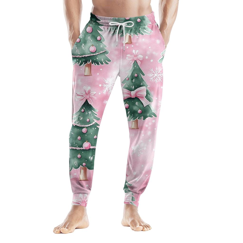 Men's Drawstring Pocket Casual Pants, Checkered Striped Printed Pocket Casual Pants, Home Sleeping Pants