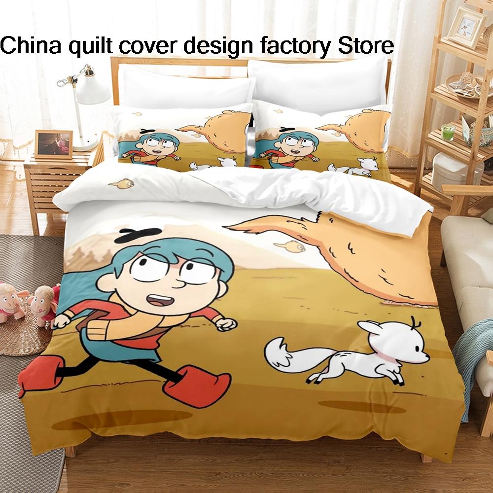 Cute Hilda and Friends Bedding Set 3D Printed Duvet Cover Pillowcase For Kids Bedroom Home Textile Twin Full Queen King Size