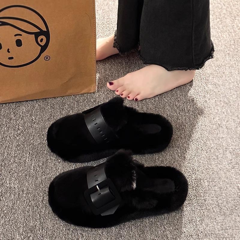 Baotou Mao Mao slippers women wear autumn and winter new warm Internet celebrity muffin thick bottom home non-slip soft bottom cotton mop