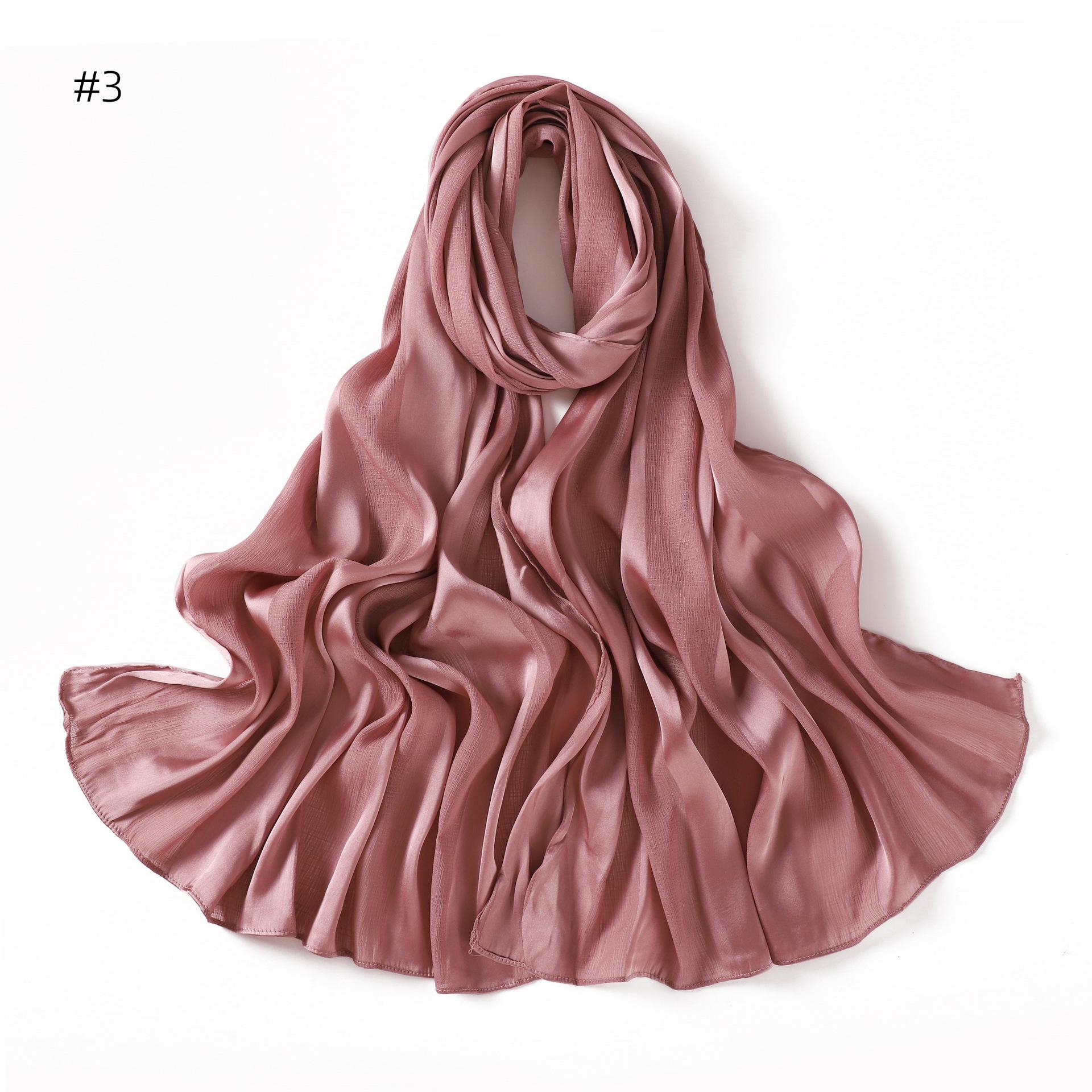 

Premium Wrinkled Satin Hijab Scarf Woman Muslim Hijabs Fashion Solid Yarn Scarf Summer Breathable Muslim Scarf For Ramadan