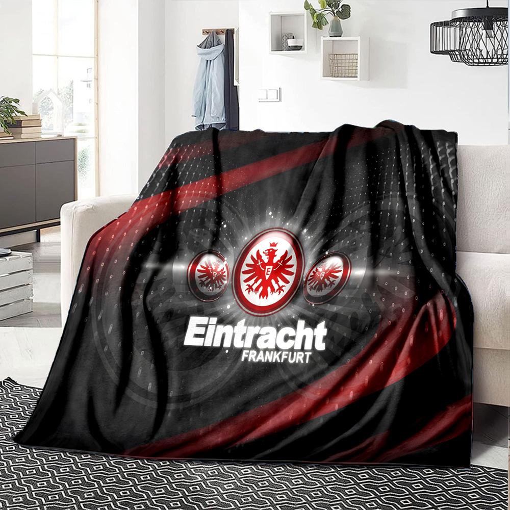 Flaming Heart Frankfurt Emblem Flannel Blanket, Soft Polyester, Modern Design, All-Season for Camping, Travel, Gifts for holidays or birthdays