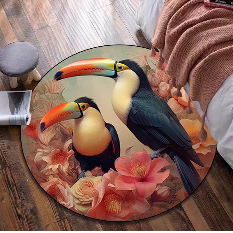 1Pc Animal Circular Print Rug - Home Decoration Carpet For Living Room Bedroom Flooring Computer Chair Area Rug