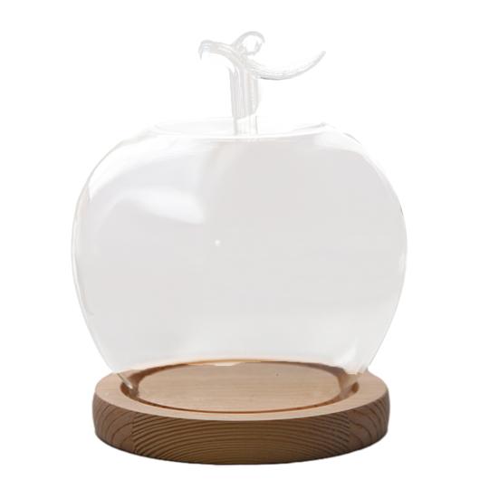 

Glass Dome with Wooden Base Clear Glass Cover Dustproof Decorative Display Dome for Preserved Flowers A
