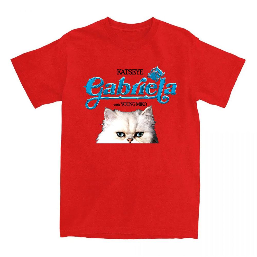 KATSEYE Gabriela Young Miko Remix T-shirt Cartoon Cat Graphic Print Tshirts Short Sleeve Fashion Women T Shirt Streetwear Unisex