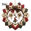 Decorative Bows And Bells Set DIY Patchwork Garland Crafting Kit, Retro Floral Fabric with Handmade Door Hanging Decor Simulated Flowers, Pastoral
