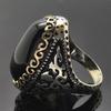 S925 Silver Obsidian Ring Men's and Women's Jewelry Boutique Fashion Jewelry Black Gemstone Ring Gift 2025