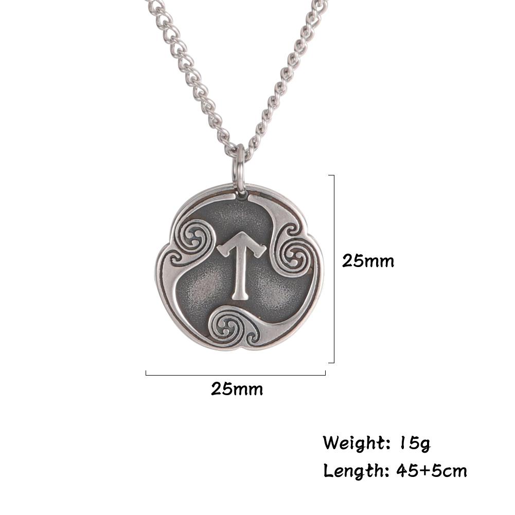 Vintage Norse Rune Necklace Viking Jewelry Stainless Steel Pendant Wicca Amulet Gift for Men Women