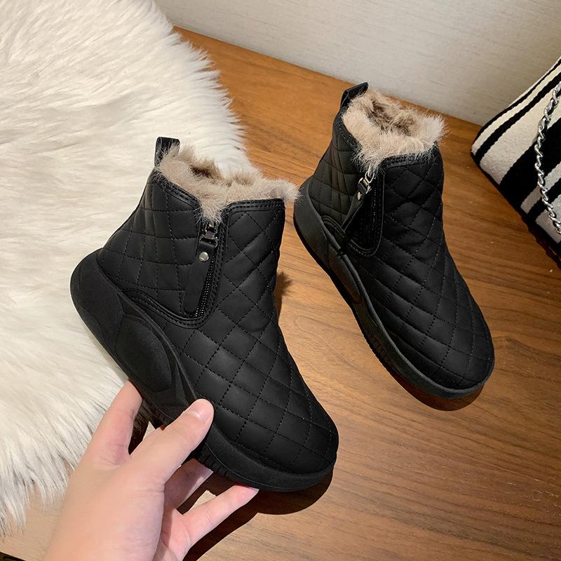 2024 Women's Plus Velvet High-Top Snow Boots - Korean Style Warm Casual Cotton Shoes XQ5859
