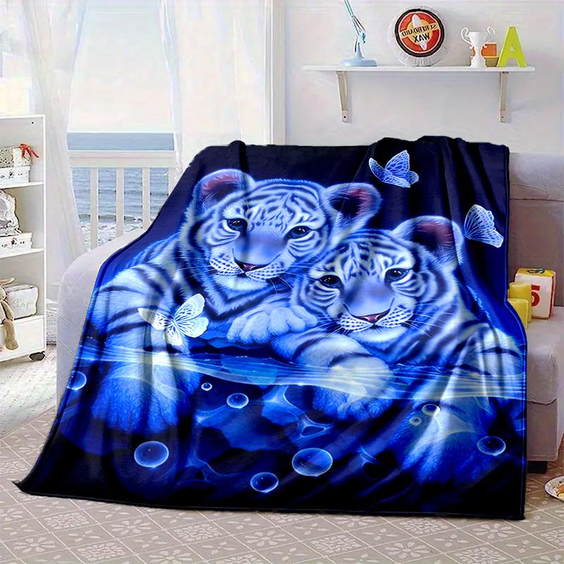 White Tiger Family Blanket Flannel Blanket for bed, sofa, Camping, Hiking, Picnic Essentials, gift for family Fan gifts