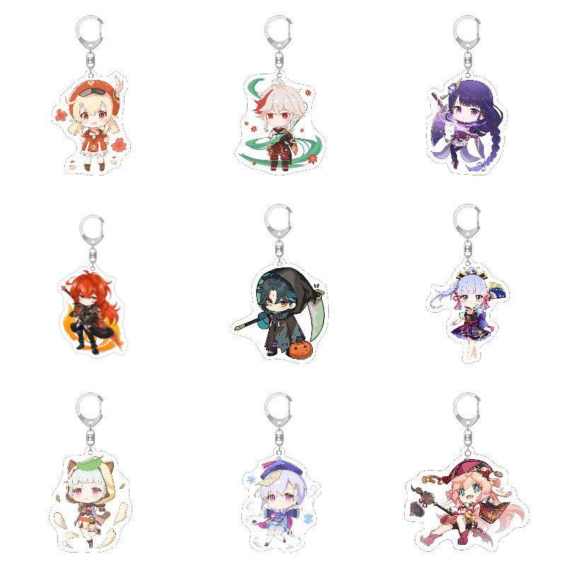High Quality Genshin Impact Acrylic Keychain Anime Cartoon Kawaii Keyring Pendant