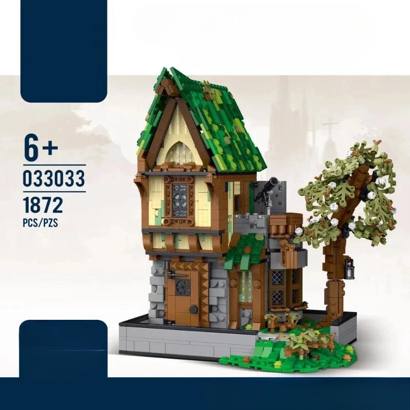 

Средневековая кузница, волшебный дом, таверна, строительные блоки, вид на город и улицу, набор кирпичей для взрослых, настольные украшения, детская игрушка в подарок