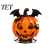 Handcrafted Halloween Props Pumpkin Ghost Bat Skull Figurine, Cute Resin Vivid Skeleton Figurines Tabletop Ornaments for Home Party Shelf Mantels