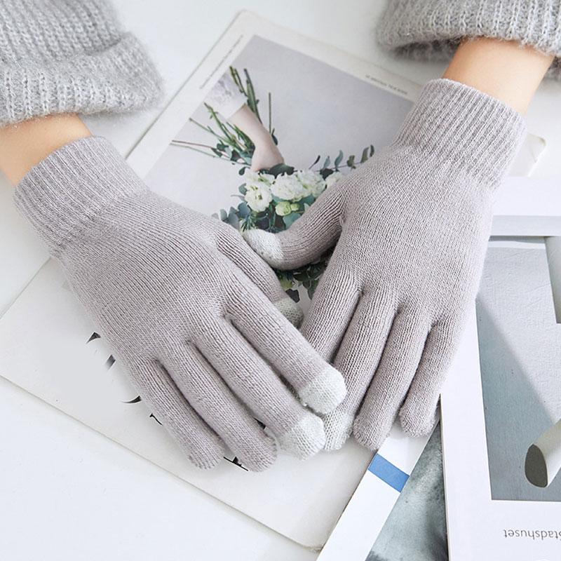 Touch Screen Gloves Winter Women Men Warm Stretch Knit Mittens Imitation Wool Full Finger Guantes Female Crochet Luvas Thicken