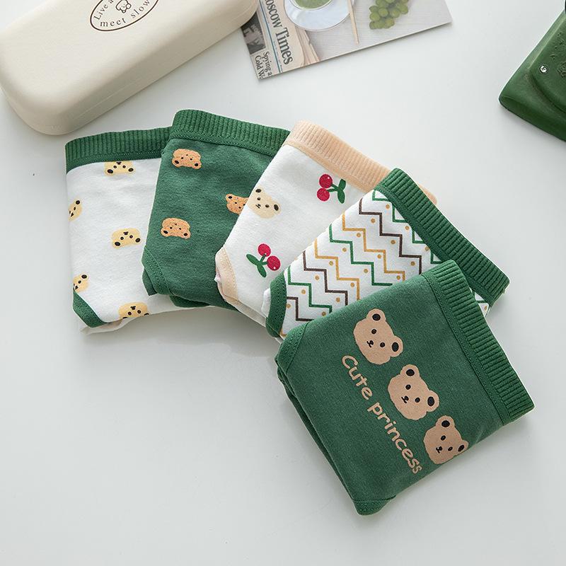 Lenjerie de corp din bumbac pur japonez drăguț de desene animate cu urs verde