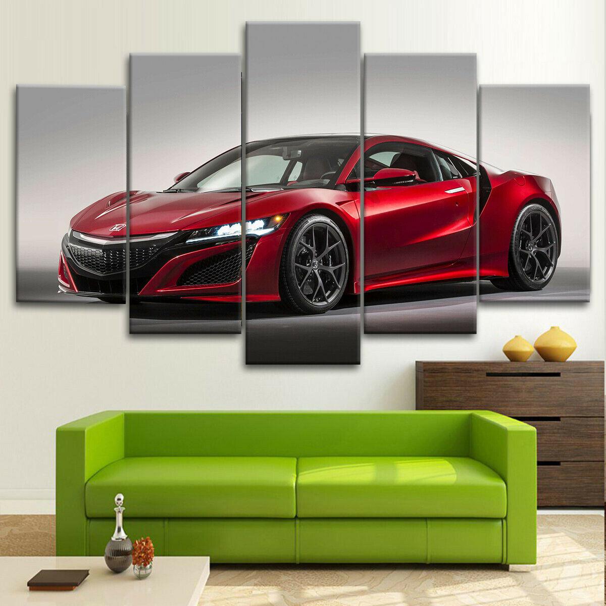 

5 шт. Honda NSX неоновый красный гоночный автомобиль 5 шт. холст настенная художественная печать HD домашний декор картины плакат HD печать 5 шт. 5 панель