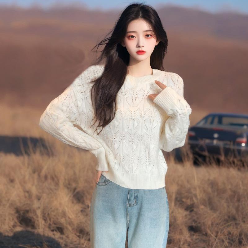 2025 Autumn Korean Chic Loose Round Neck Knit Sweater for Women