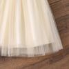 Girls' Fashion Dress 2025 Summer Kids' Black and White Striped Patchwork Mesh Sleeveless Princess Dress