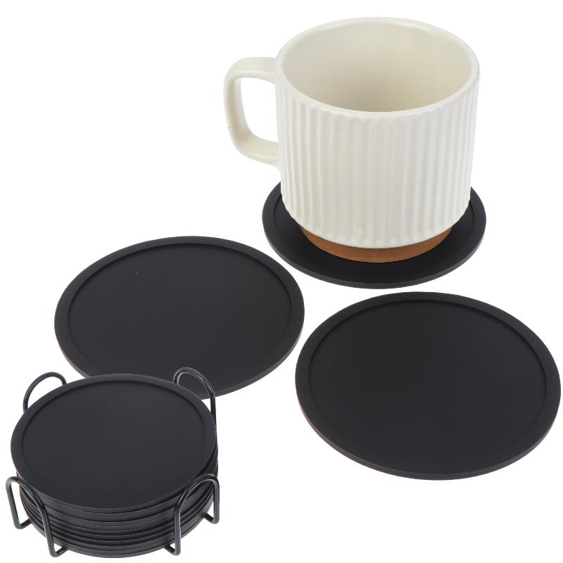 Durable Silicone Drink Coasters with Holder Non-Slip Reusable Cup Pads for Hot Cold Drinks Picnic BBQ Outdoor Daily Use