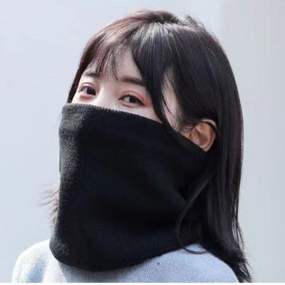 Winter Cycling Scarf Double-Layer Neck Warmer Knit Thickened Fleece Lined Elastic Soft