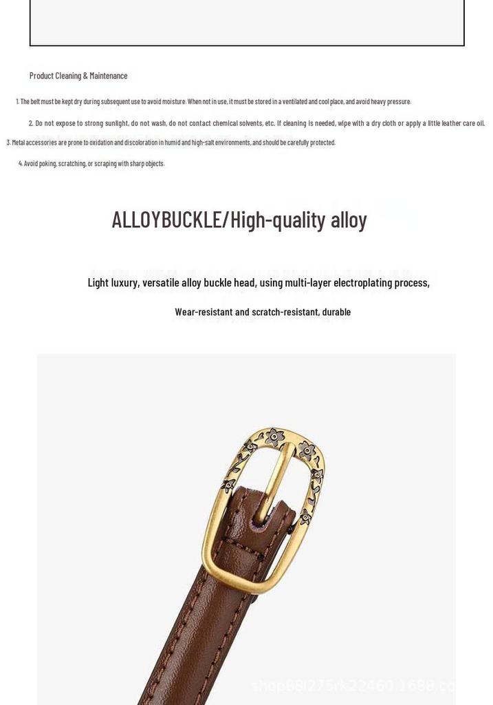 Simple Retro-Style Women's Slim Leather Belt - Fashion Accessory