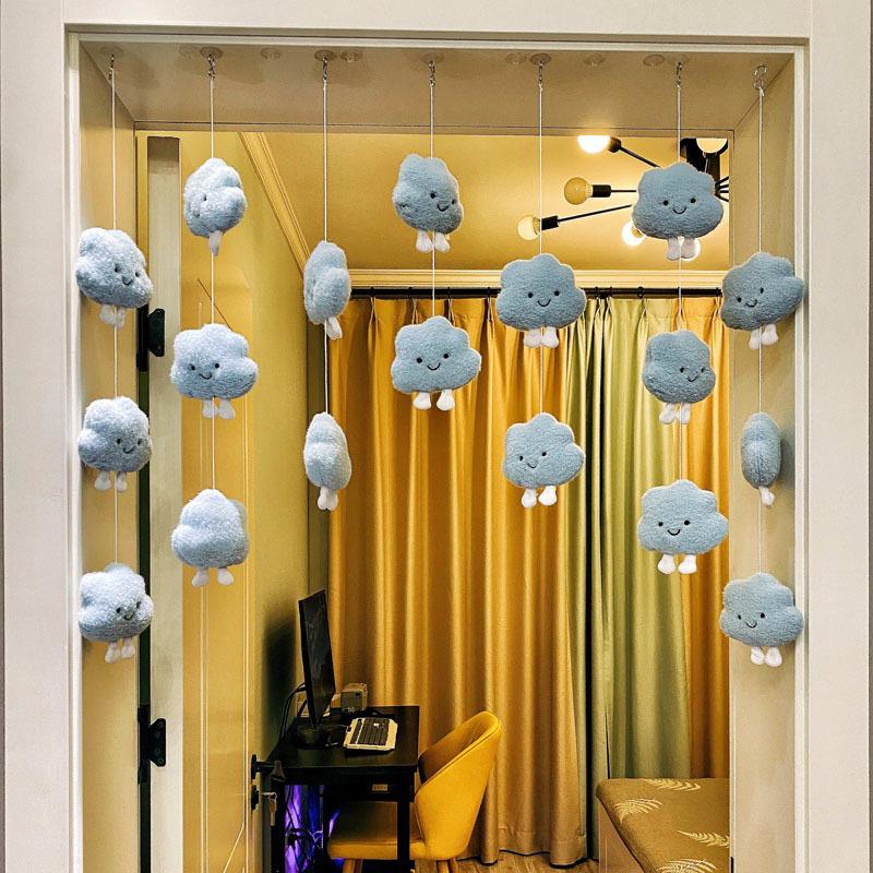 Plush Cloud Brooch: Children’s Ornament with Pompom & Wind Chime for Classroom or Nursery Decor