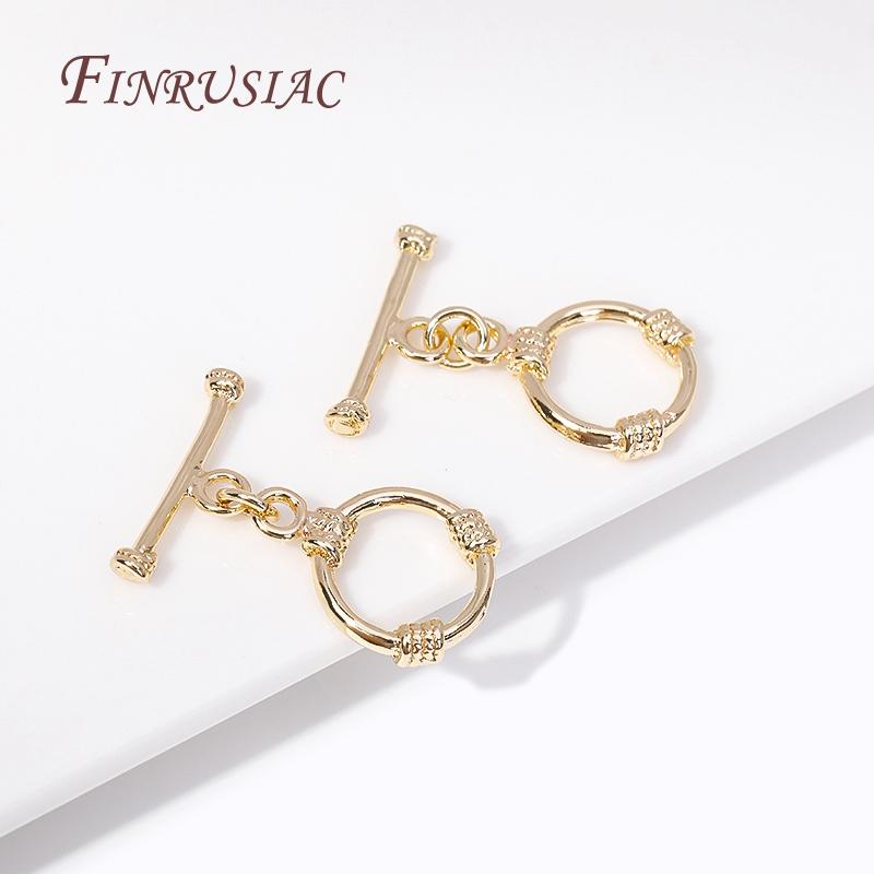 7 Styles Fashion End Beads Toggle Clasps 14k Gold Plated Metal Zircon Round/Heart OT Clasp Lock For DIY Jewelry Making Supplies