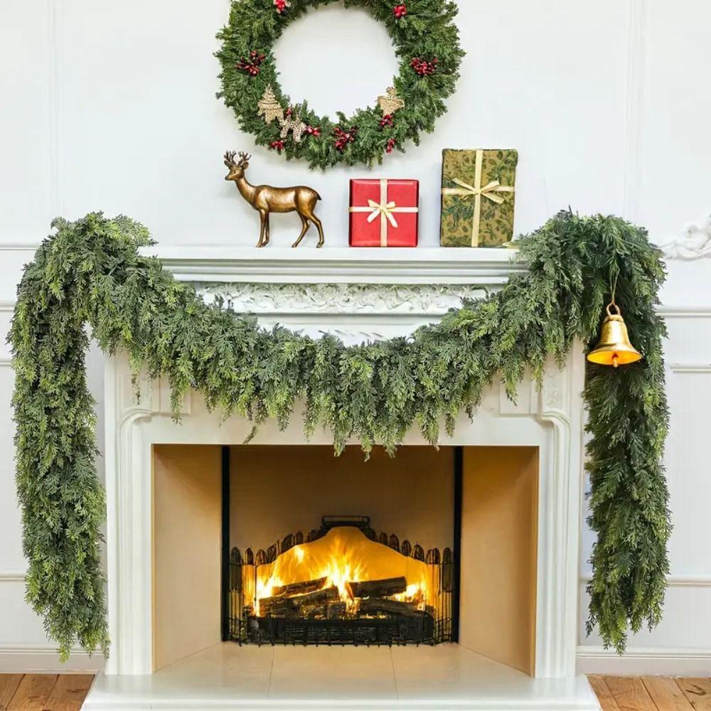 1.8/2.7m Artificial Norfolk Pine Garlands Wall Hanging Green Cedar Greenery Rattan Soft PE simulation plant Fireplace Decoration