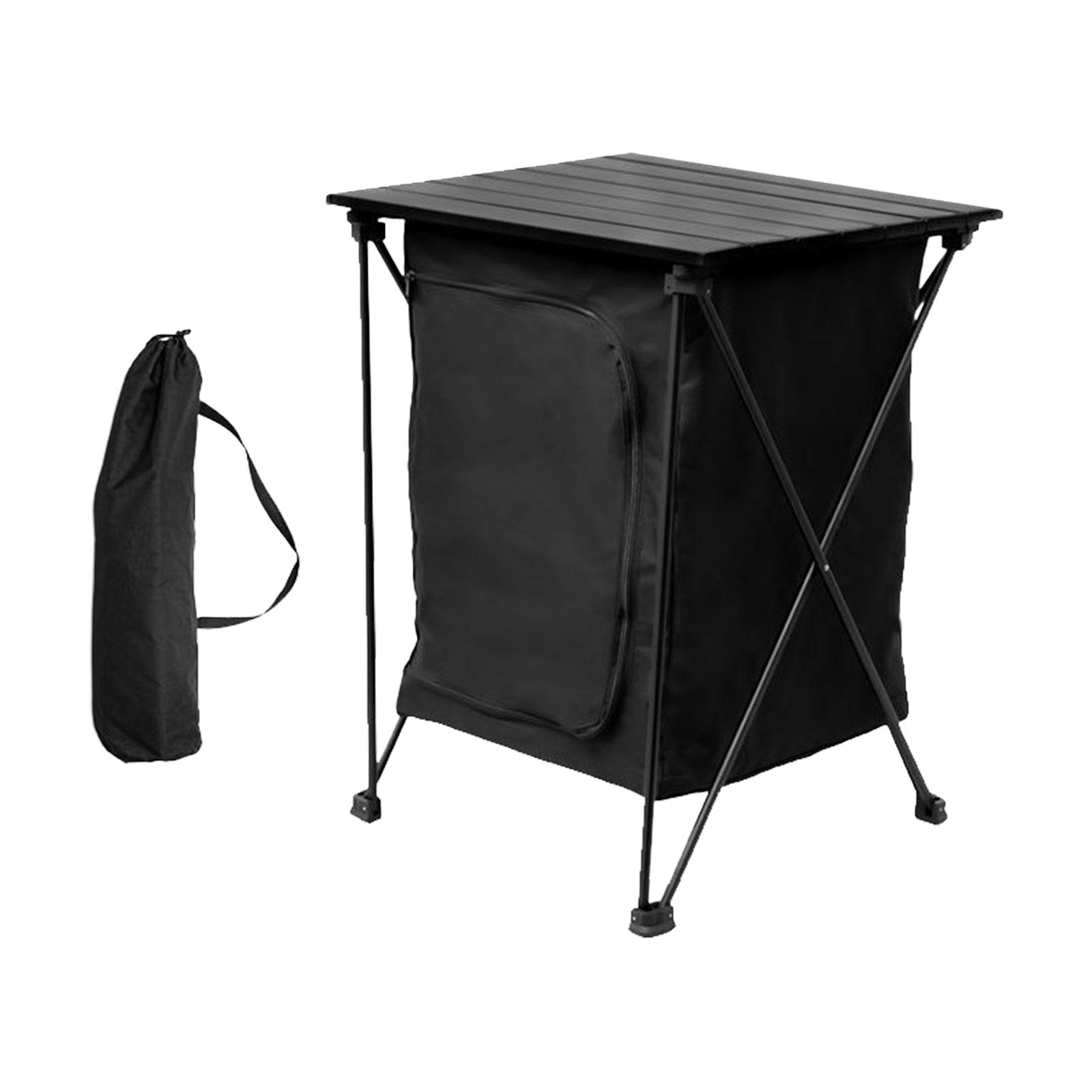 

Складной держатель для походного шкафа, принадлежности для 2-слойного шкафа для хранения вещей, органайзер для пикника, активного отдыха на пляже, кемпинга чёрный