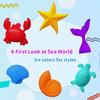 6Pcs/Set Ocean Theme Sensory Toy Textured Fish Crab Turtle Starfish Shell Sensory Stone Toy Anxiety Stress Relief Silicone Fidget Toy