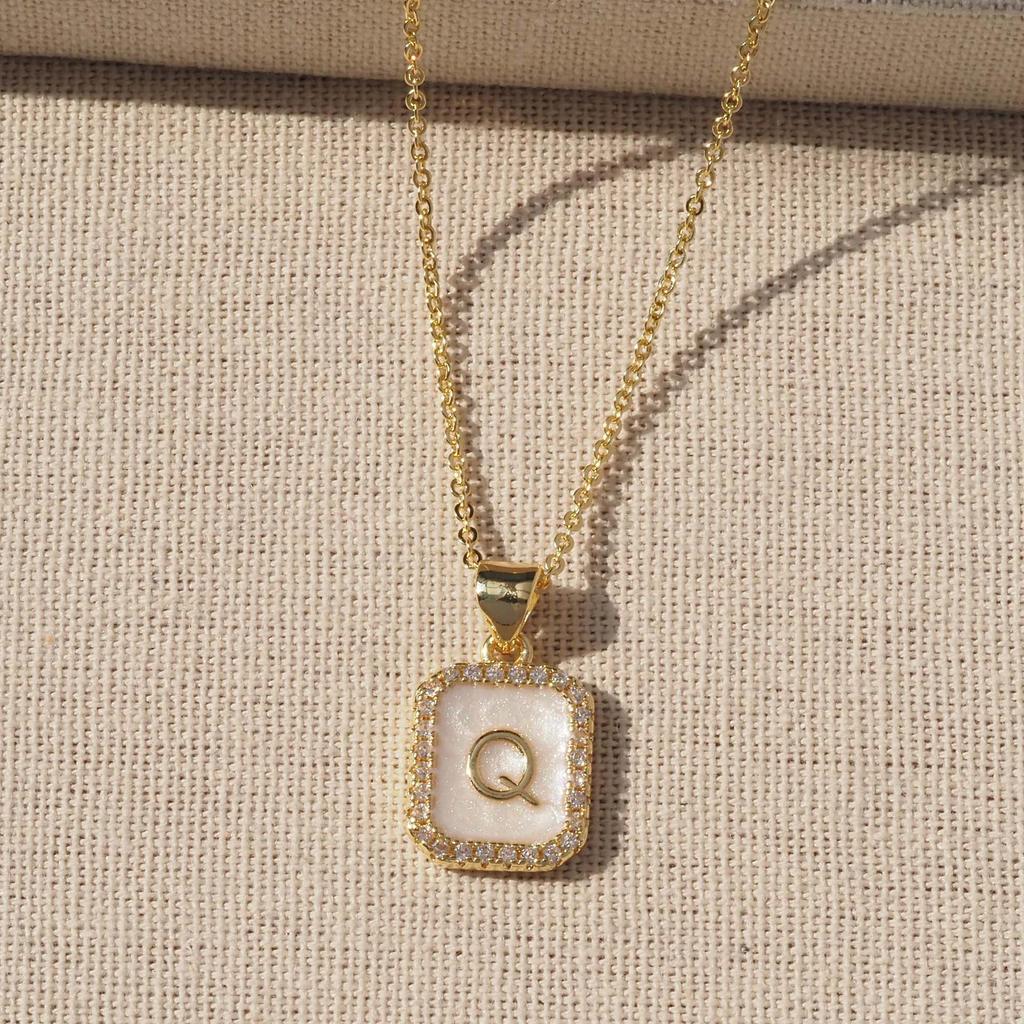 Trendy Gold-Plated A-Z Initial Pendant Necklace with Enamel Finish