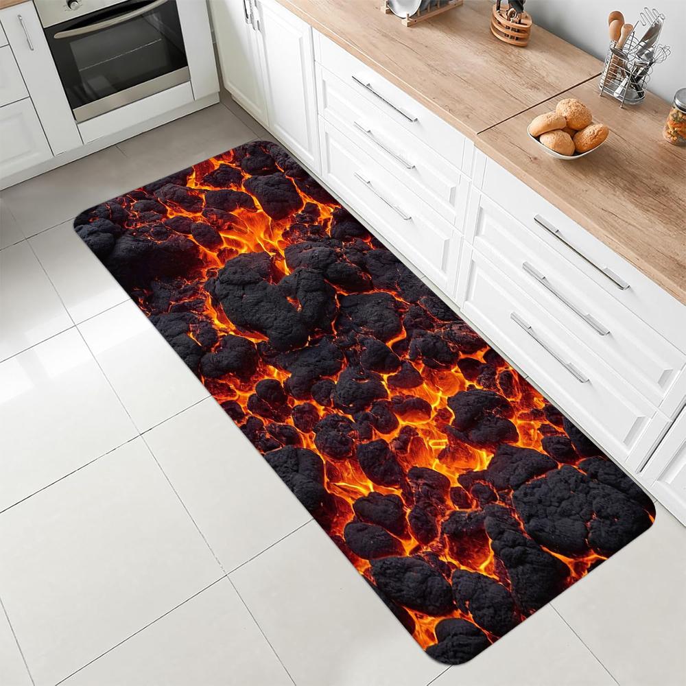 Lava Rock Pattern Carpet Mat Rug Living Room Home Decoration Orange Red Magma Stone Floor Mat Non Slip Bedroom Decor