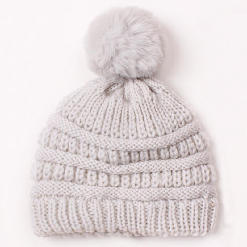 New Baby Knitted Pullover Hat, Children's Autumn and Winter Hairball Warm Hat, Baby Wool Hat