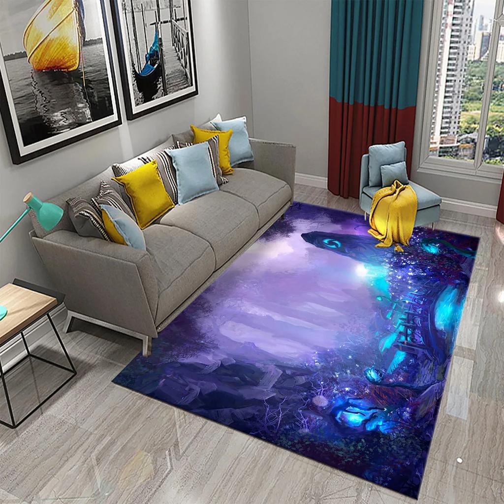 Colorful Magic Forest Flower Carpet Psychedelic and Dream Forest with Animal Living Room Bedroom Bathroom Entrance Non-Slip Rugs