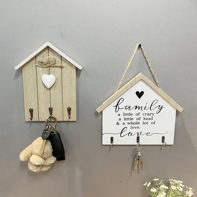 Schlüsselhalter für die Wand Dekorativer Holz-Schlüsselorganizer mit 3 Haken Wandmontierter Schlüsselständer für Eingangsbereich Haustür Küche Flur Büro