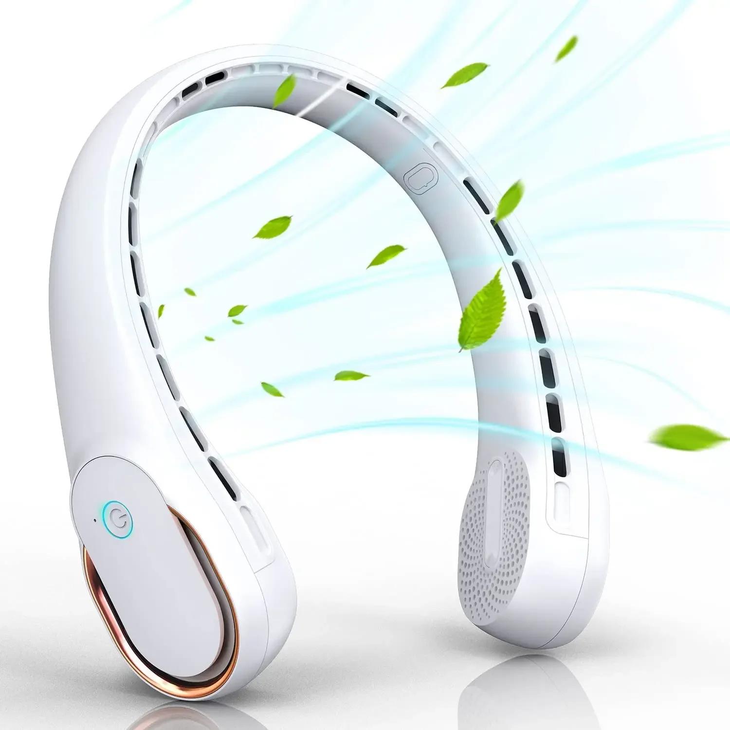 

5200 мАч шейный вентилятор портативный безлопастной подвесной шейный перезаряжаемый воздушный охладитель 3 скорости мини летние спортивные вентиляторы. Крутой портативный вентилятор белый