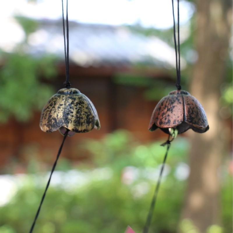 Japanese Style Cast Iron Wind Chime Decorative Hanging Ornament With Floral Home Interior