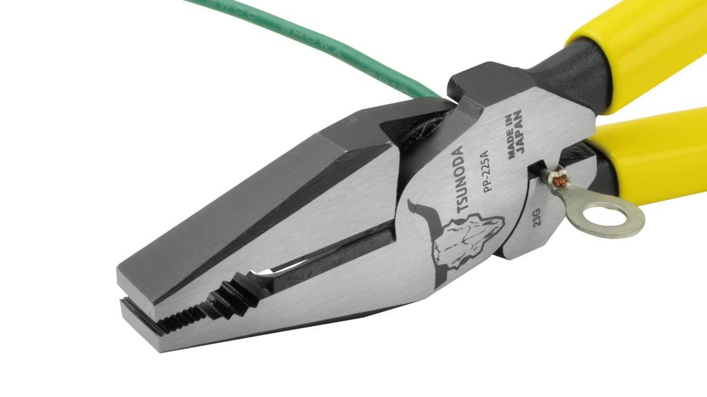 TSUNODA Power Pliers 225mm with Crimping for Electrical Work Electrician's Function, Offset, PP-225A