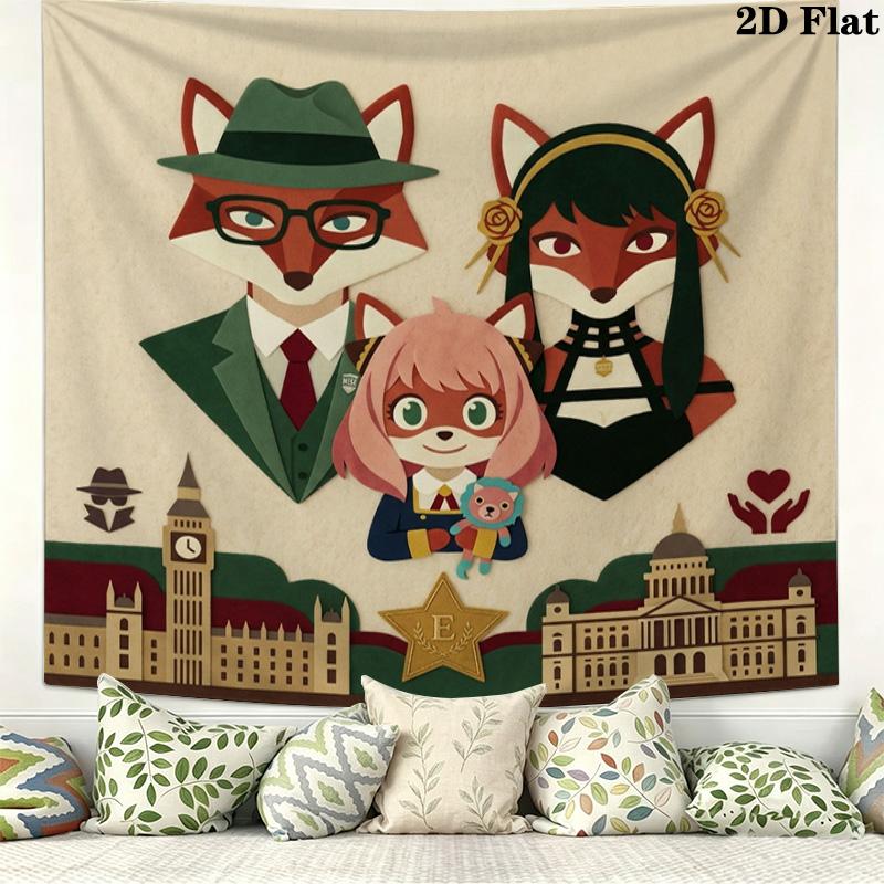 Spy Family Wall Tapestry Aesthetic Wall Hanging Printed Fabric Blanket Decorative Tapestries For Bedroom Living Room Home Decor